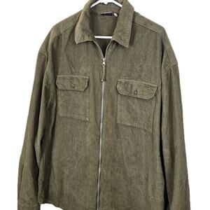 ASOS Mens Full Zip Skinny Corduroy XL TALL 44" LONG Taupe Green Gorpcore Rugged